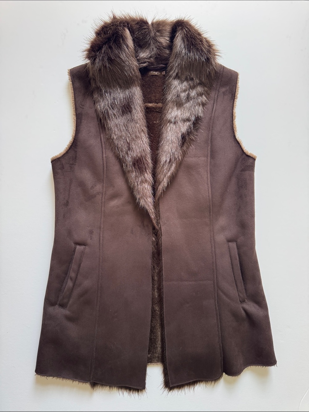 J. McLaughlin Brown Suede Faux Fur Women’s Vest, size M